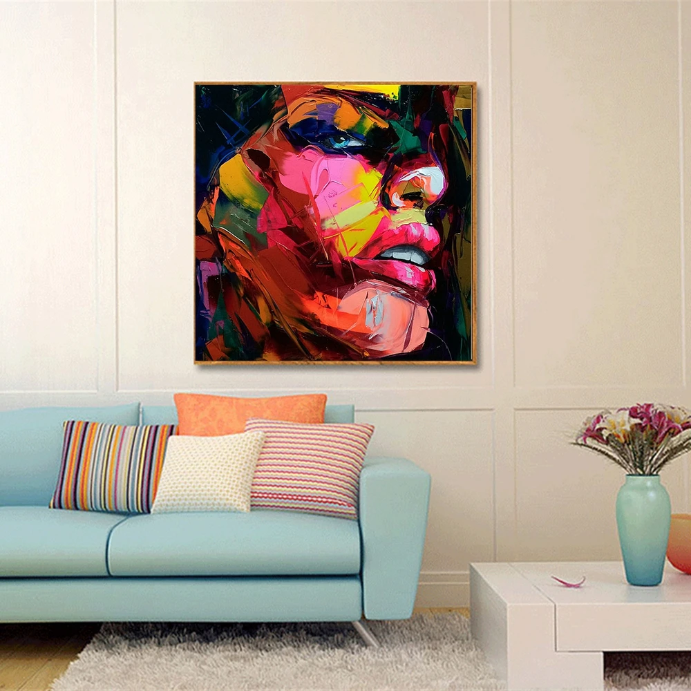 

Multicolor Knife Painting Canvas Prints Abstract Artwork Woman Face Wall Art Canvas Pictures for Living Room Wall Decor Dropship