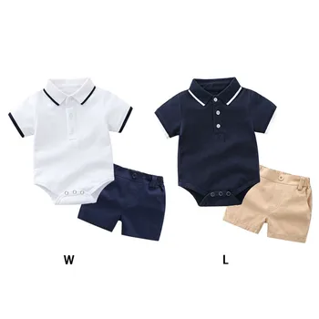 

Summer Children's Short-sleeved Shirt Triangle Bodysuits Cotton Casual Shorts Children's Clothing 3-12M
