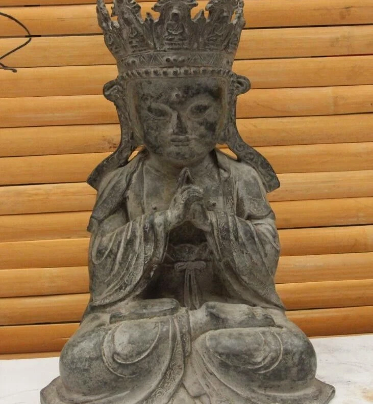 

14 Old Tibet Folk Bronze Copper Amitabha Sakyamuni Buddha Shakyamuni God Statue