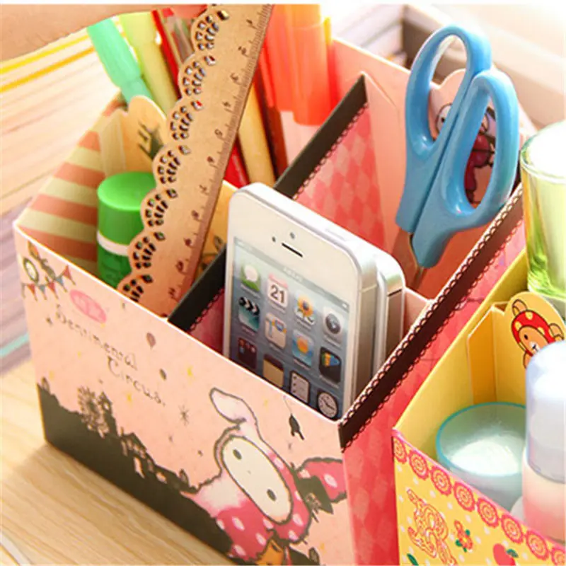Free Shipping Kawaii Cartoon Diy Paper Clean Up Box Stationery