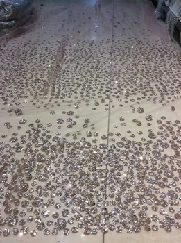 

Hot selling Cyndi-1010333 glued glitter sequins lace fabric African French net tulle Lace Fabric for party