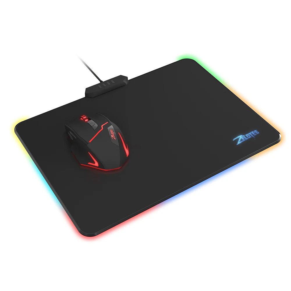 

ZELOTES P-17 Colored Luminous Mouse Pad USB RGB LED Gaming Mouse Mat Pad Anti-Slip Lighting Pad for Laptop PC