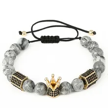 FAITHEASY 8 мм натуральный камень с циркониевой короной шестиугольный браслет с кисточками