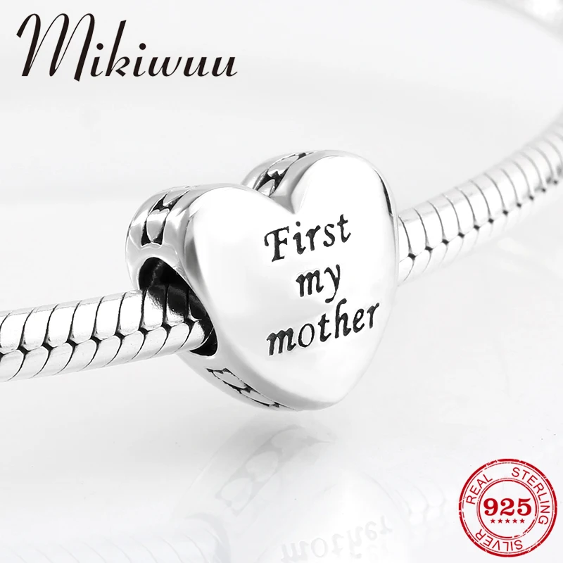 

Mother's Day gift 925 Sterling Silver heart first my mother beads Jewelry making Fit Original Pandora Charms Bracelets