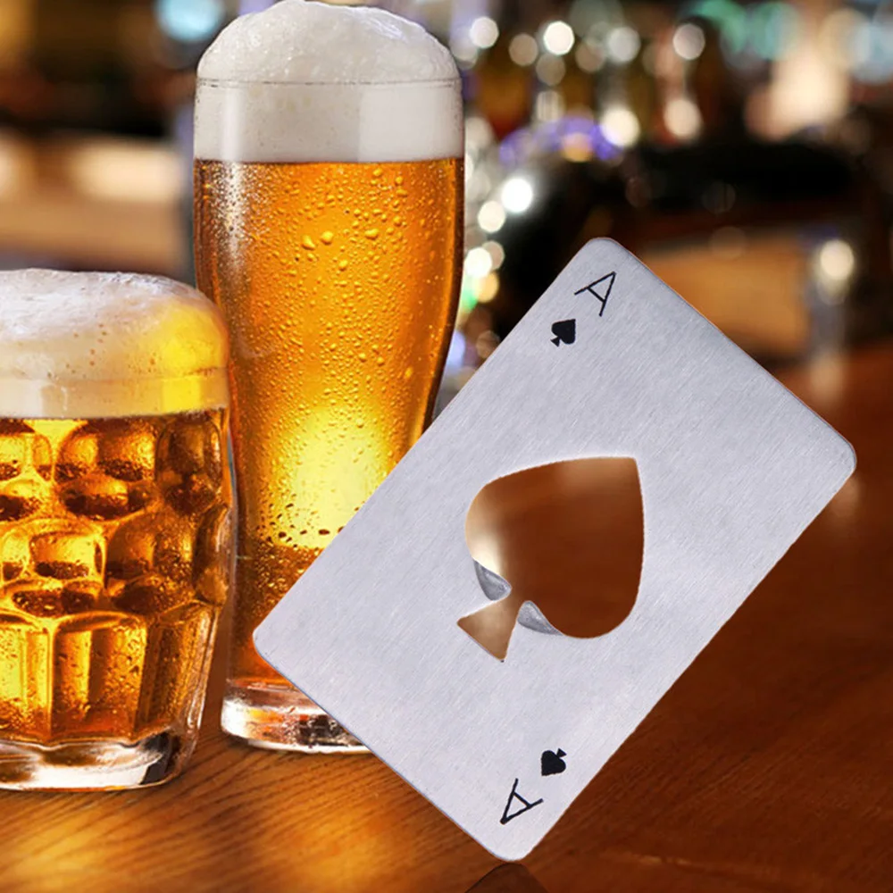 

Creative Ace of Spades Opener for Glass Beer Bottles Stainless Credit Cards Cans Bottle Openers Kitchen Dining Bar Accessories