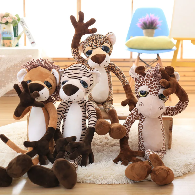 

40-80cm Large size Doll Lovely big eyes giraffe lion plush toys tiger leopard doll toy Christmas present Kids gift