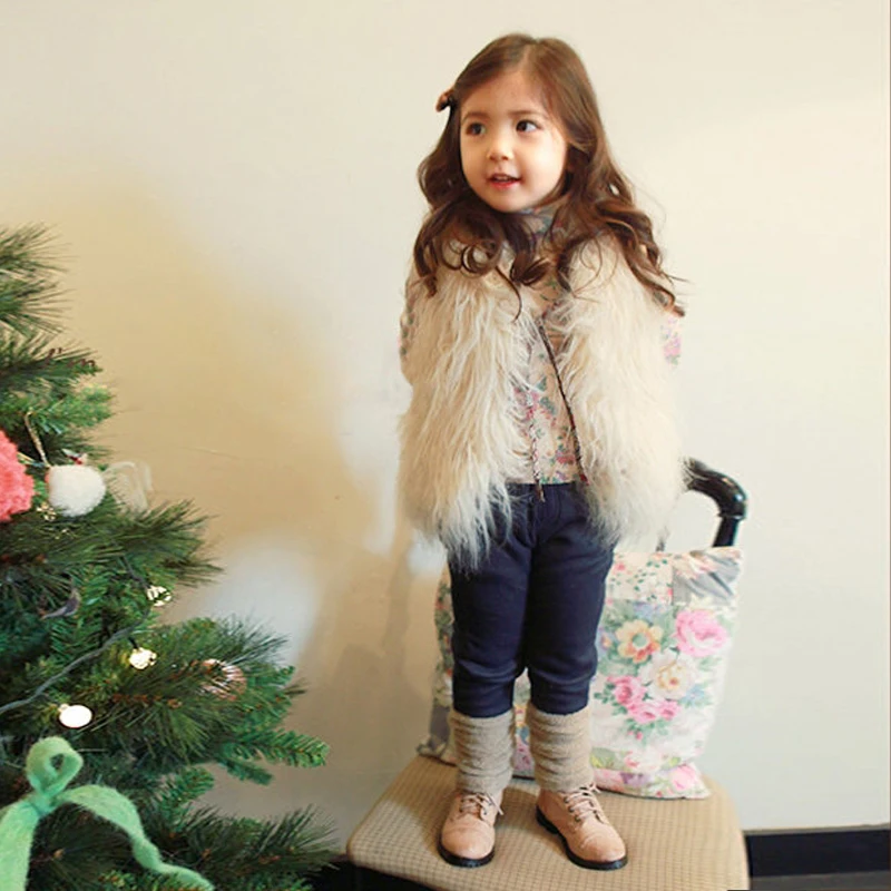 Модный меховой жилет для девочек жилеты-блузы для девочек на осень и зиму женский меховой жилет из искусственной кожи и овечьей шерсти верхняя одежда для детей 2-7 лет