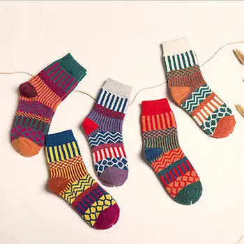 

5 Pairs Women Wool Cashmere Warm Soft Thick Casual Multicolor Socks
