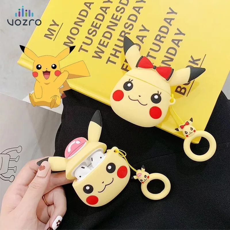 VOZRO Pokemon Pikachu Wireless Bluetooth Earphone Case For Apple AirPods Silicone Headphones Cases For Airpods2 Protective Cover