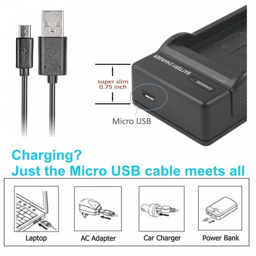 Micro USB Battery Charger for Casio NP-30, NP30, NP 30 and Casio QV-R3, QV-R4, QV R3, QVR3, QVR4 Digital Camera