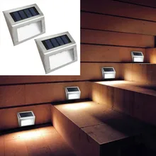 2 шт. лампы солнечного света сада IP55 3 светодиодный Водонепроницаемый Солнечный свет Мощность сад светодиодный солнечный свет открытый настенный светильник