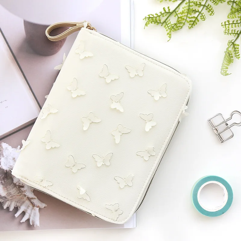 

Kinbor Creative Butterfly Hobonichi Style A6 Book Inner Diary Journal Travel Planner Notebook Zipper Design Cute Notepad