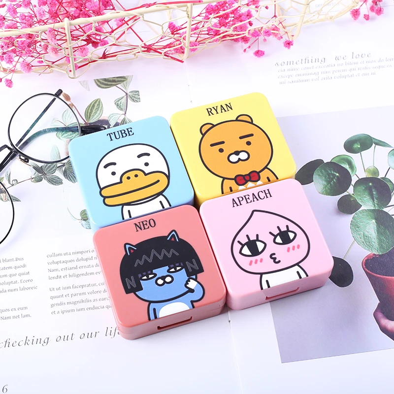 

2019 new model cute animal fashion Beauty Eye lens Storage Box luxury sqaure Travel Contact Lens Case