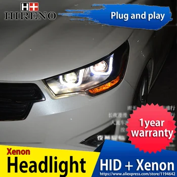 

Hireno Headlamp for 2012-2015 Citroen C4L Headlight Headlight Assembly LED DRL Angel Lens Double Beam HID Xenon 2pcs
