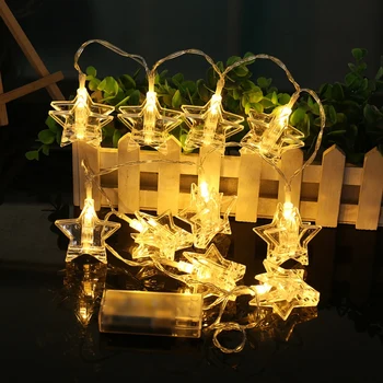 

10 LEDs Star Fairy Garland String Lights Novelty For New Year Christmas Wedding Home Indoor Decoration Battery Powered