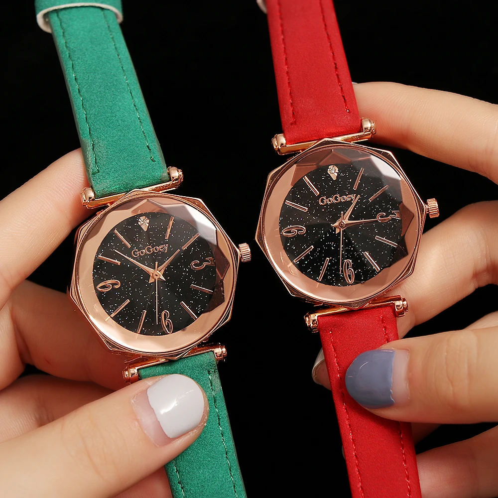 

New Fashion Brand Leather Strap Watches Women Ladies Dress Personality Romantic Starry Sky Quartz Wristwatch Gift 6 Colors