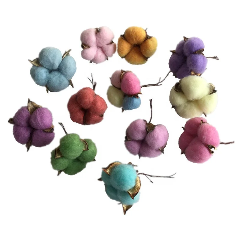 

9cm Multi Color Natural Dried Cotton Flowers Stem Home Wedding Party DIY Craft Decorative Artificial Flowers