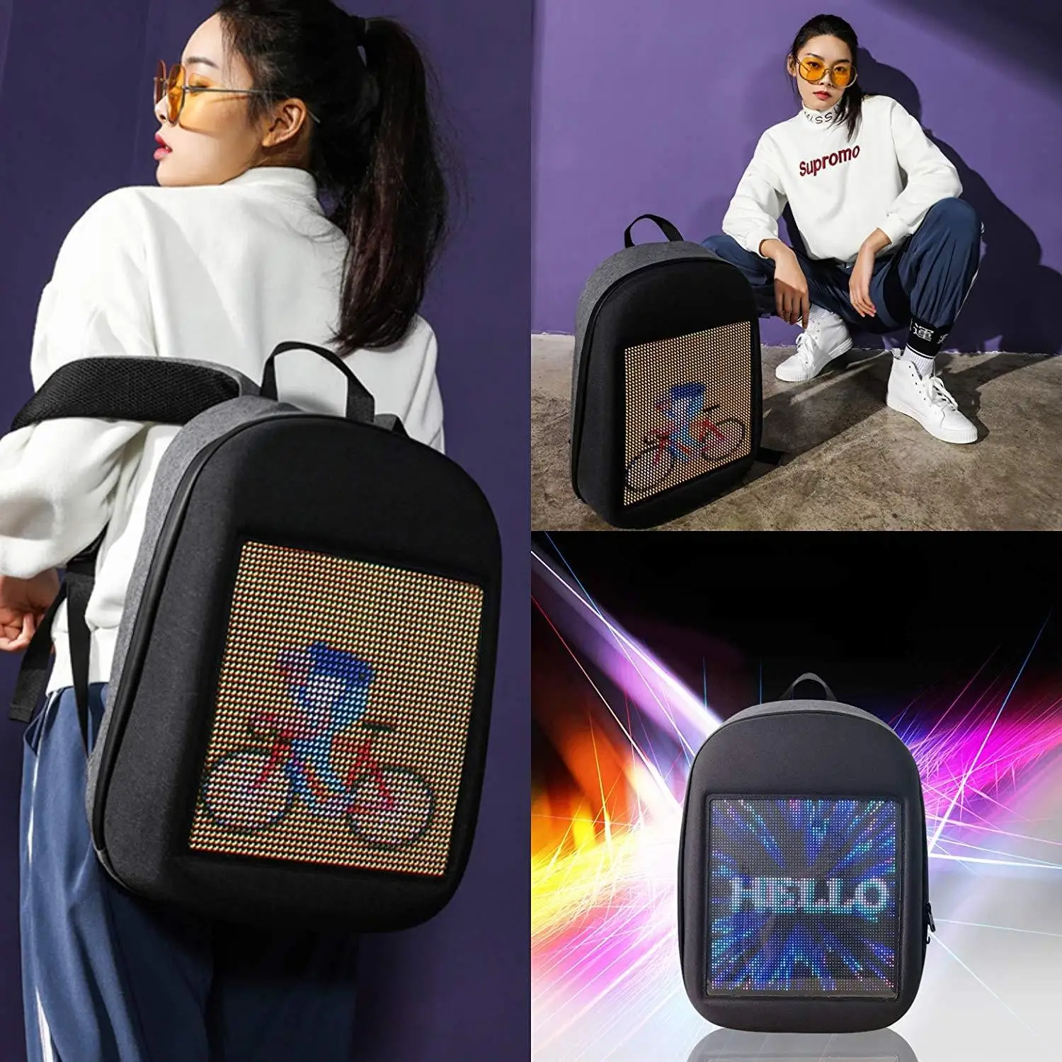 Schwarz Led Black roman Geschenk Anpassbare Coole Smart Innovative Weihnachten Tasche Ljl Schule Rucksack Laptop qOXEwBxxd