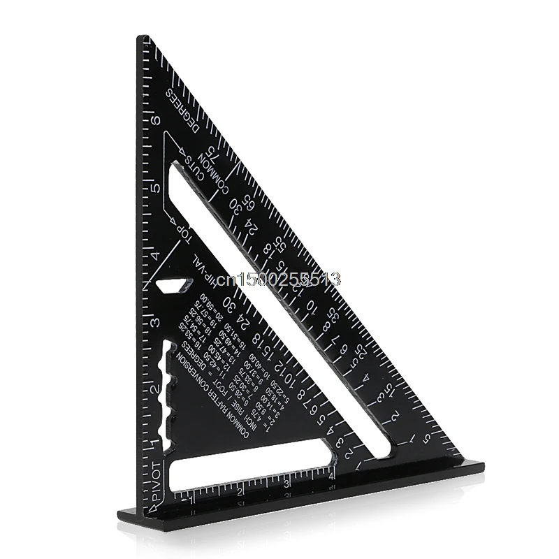

7" Imperial System Black Aluminum Alloy Measure Speed Square Roofing Triangle