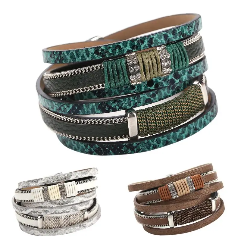 Кожаный браслет Для мужчин 2018 Браслеты женщин Pulseira Masculina магнит изделия шарма