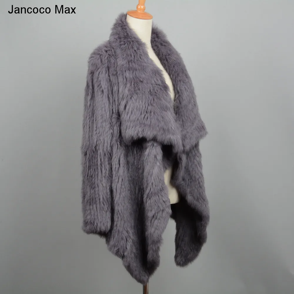 Jancoco Max 2019 натуральное кроличье меховое вязаное пальто наивысшего качества