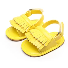 Детские сандалии из искусственной кожи с кисточками; детские летние сандалии на плоской подошве с кисточками для девочек; детские сандалии на липучке с резиновой подошвой; JK912970