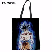 INSTANTARTS Холщовая Сумка для покупок крутая сумка с принтом Dragon Ball Сумка Многоразового Использования Супер Saiyan Son Goku сумка на плечо повседневные школьные сумки