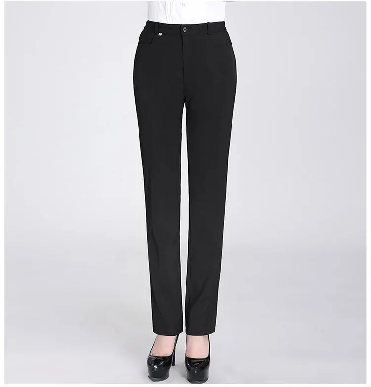 

2017 New Elastic Waist Straight Pants Women Spring Summer Fashion Female Office Lady Black Trousers F265