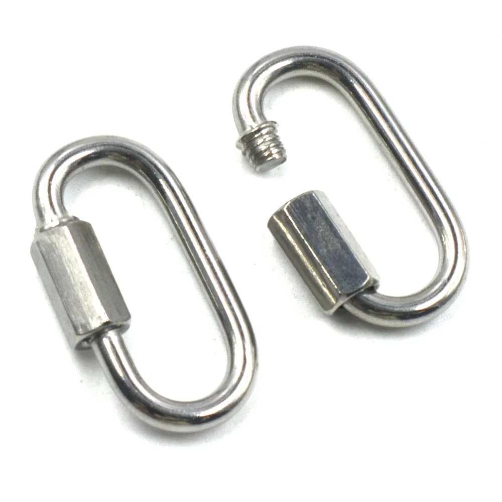 Multifunctional-304-Stainless-Steel-Carabiner-Quick-Oval-Screwlock-Link-Lock-Ring-Hook-M3-5-Pack-of (3)
