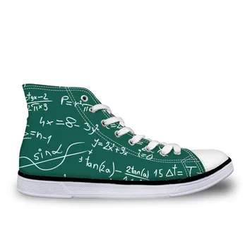 

Math Subject Men Vulcanize Shoes Letter Printed Shoes Man High Top Flats Classic Canvas Shoes Custom For Studnet Boys