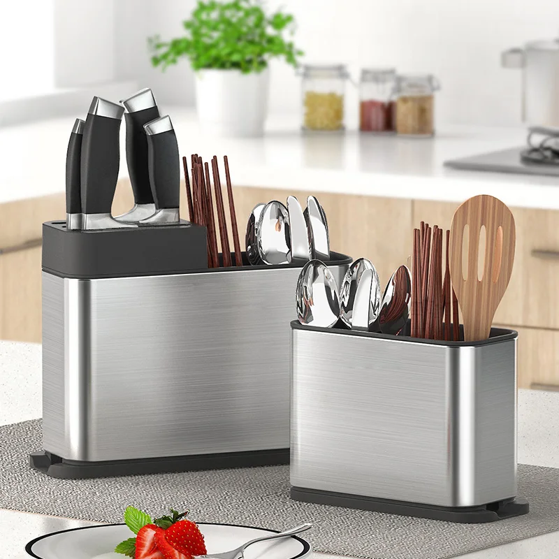 Stainless steel knife rack high quality chopstick cage fork shelves spoon holder reinforced kitchen supplies cutlery organizer