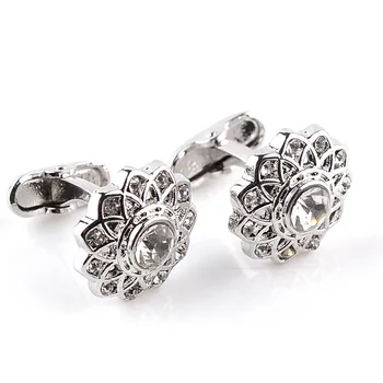 

24 Pairs/Lot luxury Men's Rhodium Plated Cufflinks Silver Clouds Flower Elegant Shirt Wedding Business Set Bulk Wholesale