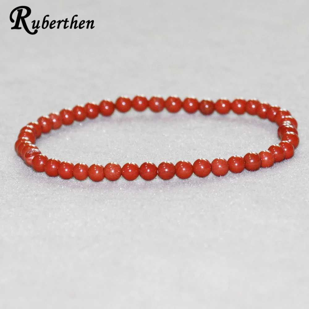 

Ruberthen Red Stone Bracelet 4 mm Loose Bead Bracelet Mini Gem Stone Energy Bracelet