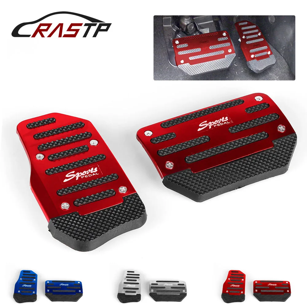 

RASTP-2pcs/set Universal Non Slip Aluminum Automatic Transmission Car Pedal Cover Set For Brake Accelerator RS-ENL017