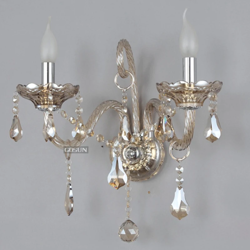 

2016 Real Quadri Moderni New Arrival Bed-lighting Double Slider Wall Lamp Crystal Bedroom Restaurant Aisle Lights Free Shipping