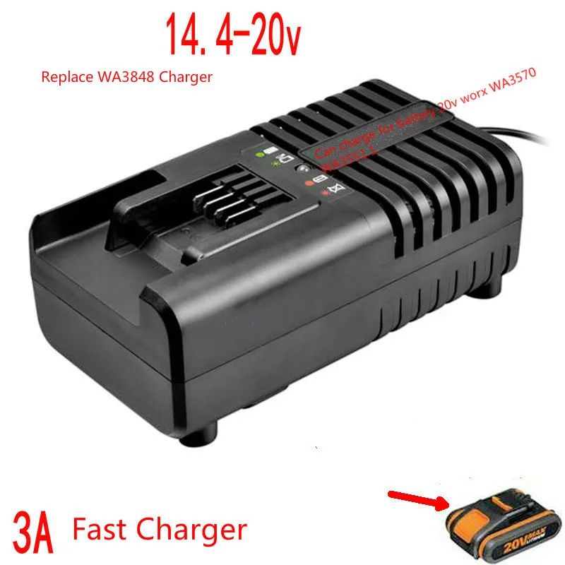 3A 14 4 v 16v 18v 20v литий-ионное быстрое зарядное устройство для Worx WA3570 WA3551.1 100-240V |