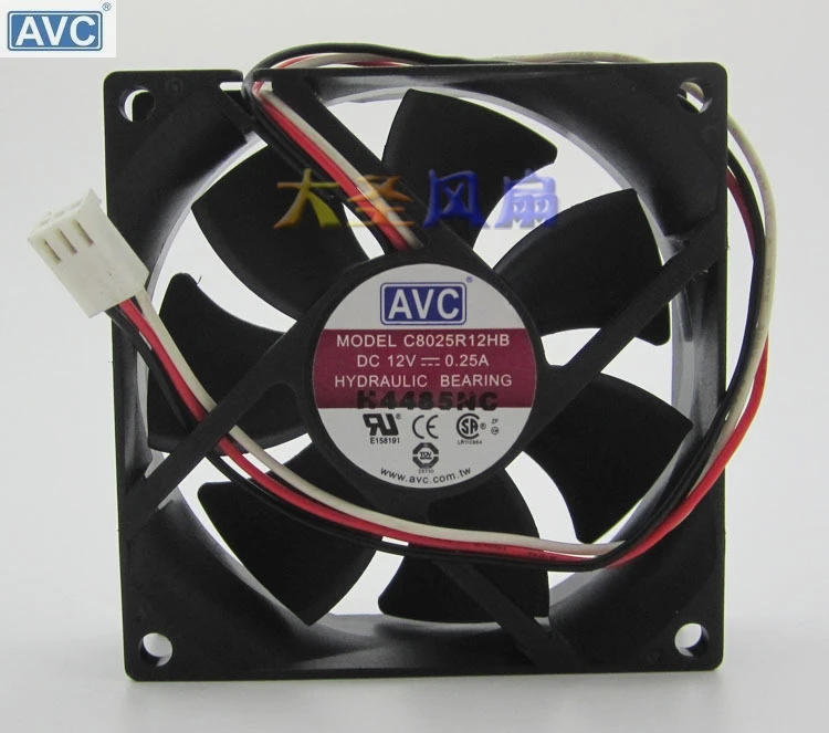 Оригинал для AVC C8025R12HB 8025 80 мм DC 12V 0.25A шасси вентилятор охлаждения материнская
