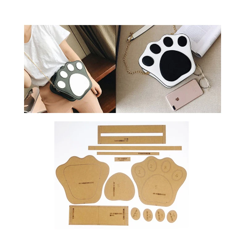 

New 1set DIY Leather Handmade Craft women handbag Shoulder bag Sewing Pattern Hard Kraft paper Stencil Template 240X210X80mm