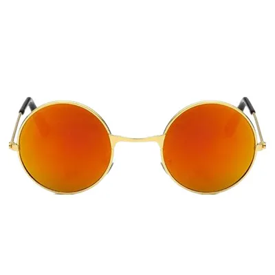 Новые винтажные Детские UV400 линзы солнцезащитные очки для мальчиков/девочек Gafas Prince зеркальная круглая оправа из сплава жаба солнцезащитные очки стимпанк готика GG - Цвет линз: Красный