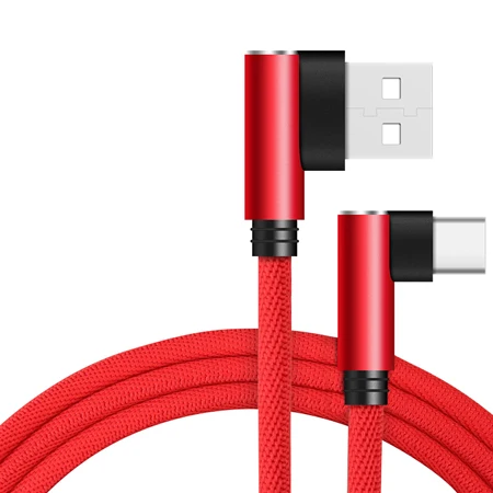 USB C кабель для lenovo ZUK Z1 Z2 type C 90 градусов проводной для samsung S8 S9 a7 кабель для передачи данных для huawei P10 P20 Pro - Цвет: Red