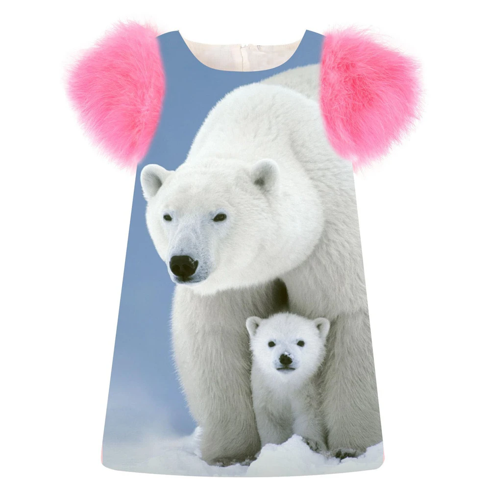 Vetements D Automne Pour Bebes Filles Imprime D Ours Polaire A La Mode Fete D Anniversaire Manches En Fausse Fourrure Pour L Automne Aliexpress