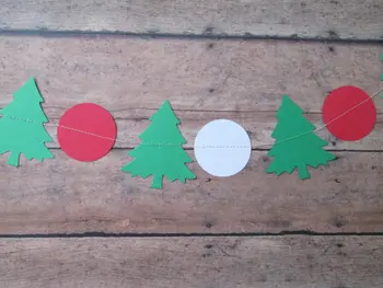 

Christmas Tree Garland - Red, White Green, Christmas Trees, Tree Garland, Paper Decor, Holiday Garland, Christmas Decor,