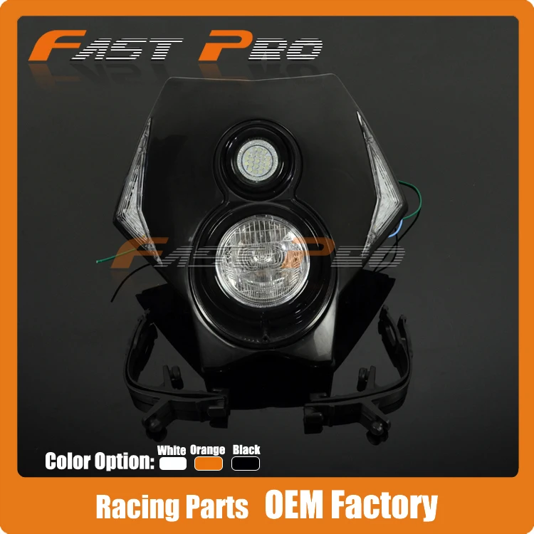 

Motorcycle Dirt Bike Supermoto Universal LED Headlights Headlamp StreetFighter For CR YZ KX KTM SXF EXC SMR DRZ 125 200 250 450