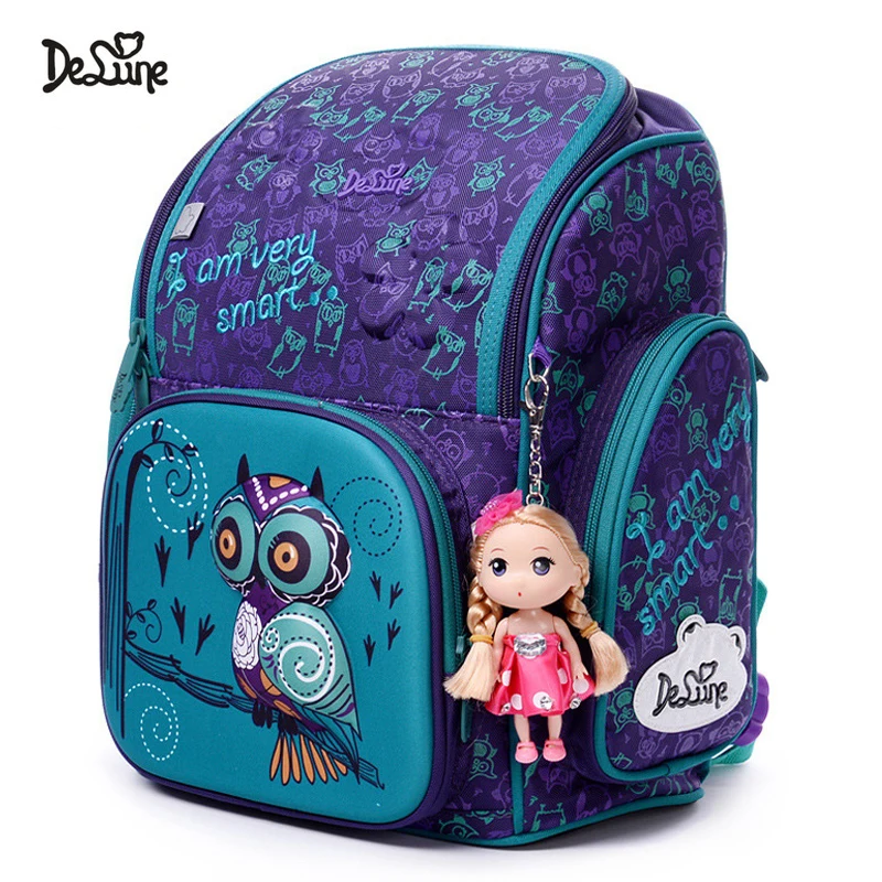 

Delune 2018 New Orthopedic Backpack Girl School Bags 3D Cute Woodpecker Flower Pattern Waterproof Schoolbag Mochila Infantil Bag