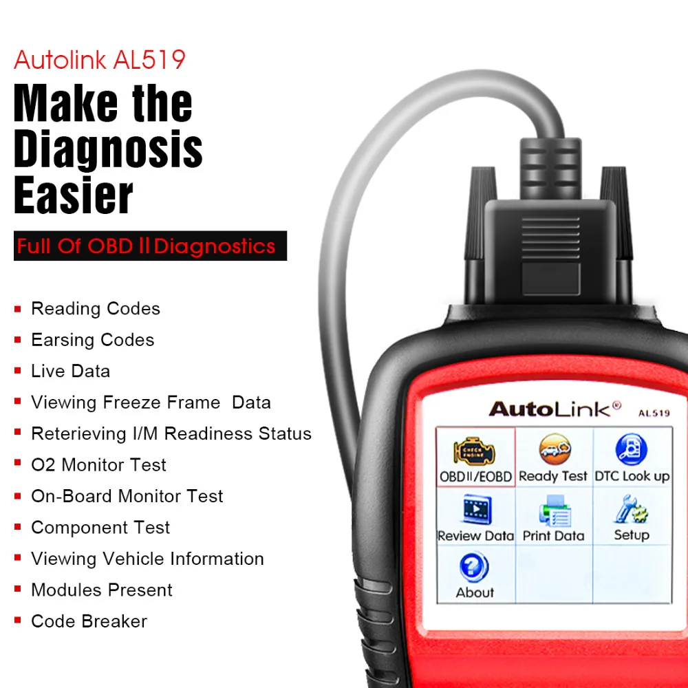 Оригинальный сканер Autel AL519 OBD2 автомобильный диагностический инструмент AutoLink AL519 OBD ll сканирующий инструмент считыватель кодов EOBD диагности... Оригинальный сканер Autel AL519 OBD2 автомобильный диагностический инструмент AutoLink AL519 OBD ll сканирующий инструмент считыватель кодов EOBD диагности...
