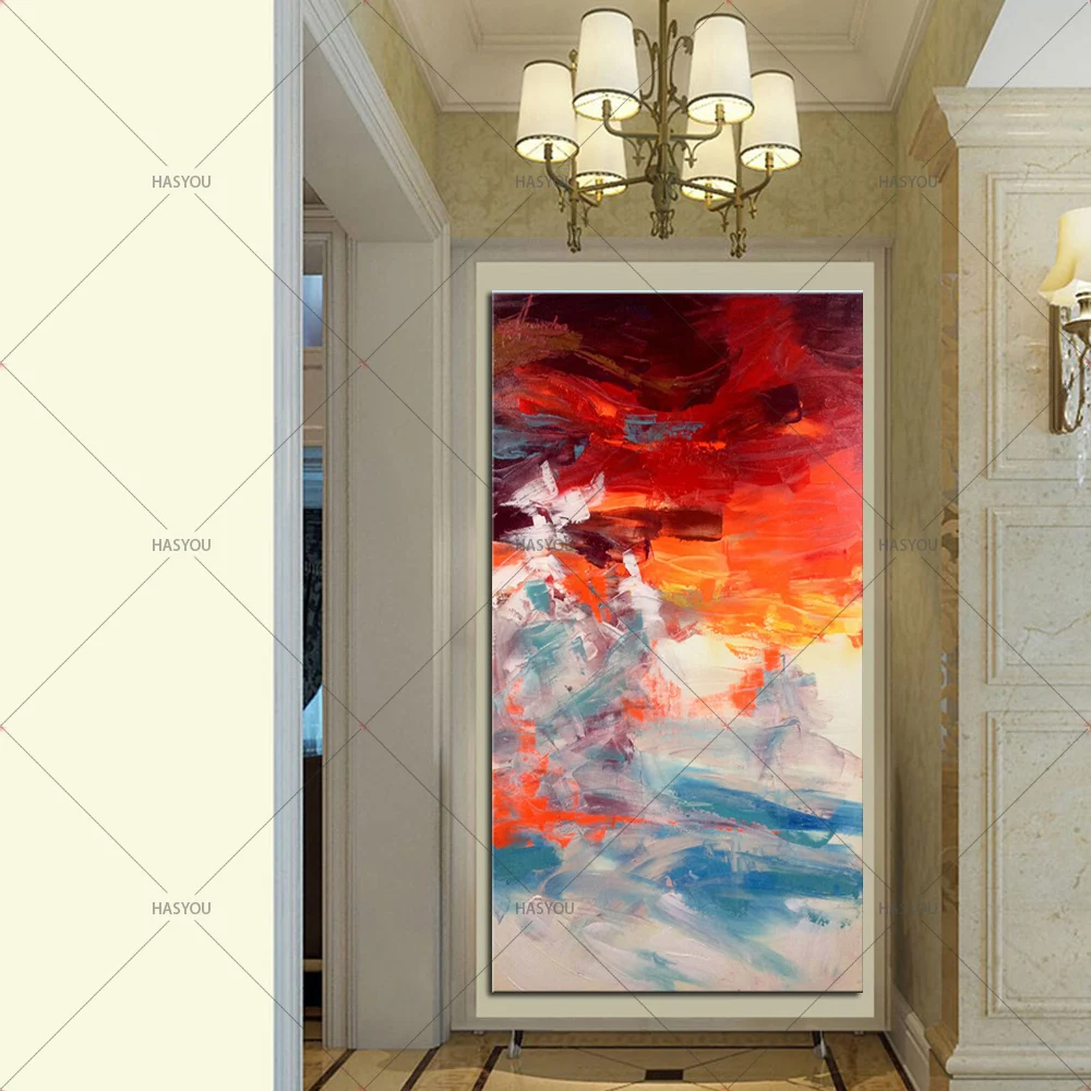 New Style Artist Red and Blue Color Canvas Wall Art 100HandPainted