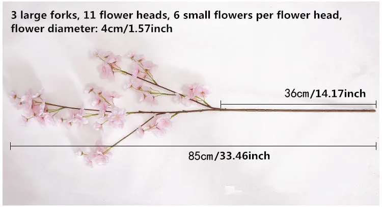 High-end romantic artificial cherry blossoms fake silk flower home wedding DIY decorative flower wall flower arrangement