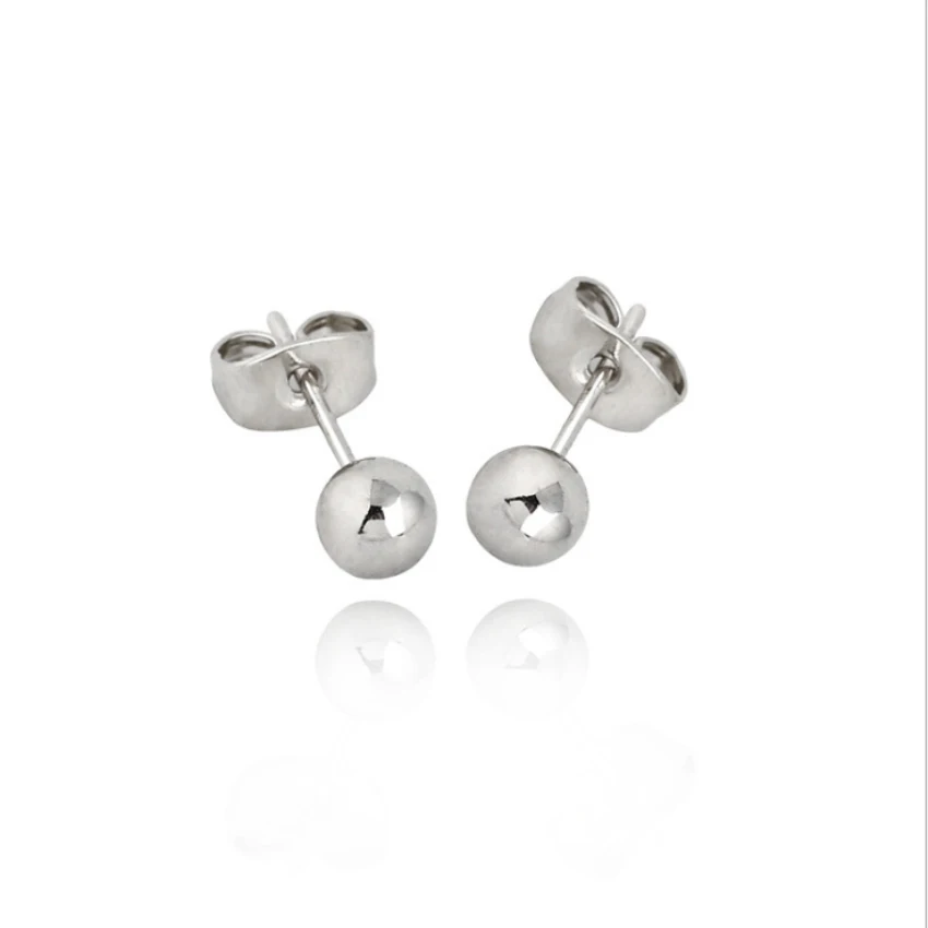 Серьги гвоздики с круглыми бусинами 5 мм|stud earrings|piercing studsearrings gift |