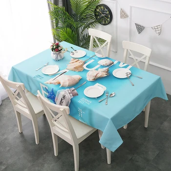 

3D Tablecloth Merry Christmas Sea Beach Blue Sky Pattern Waterproof Cloth Thicken Rectangular and Round Wedding Table Cloth