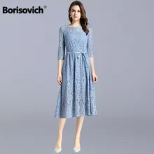 Borisovich, женское повседневное длинное платье, новинка, осенняя мода, большие качели, а-силуэт, с вырезами, кружевное, элегантное, для девушек, платья для вечеринок N141